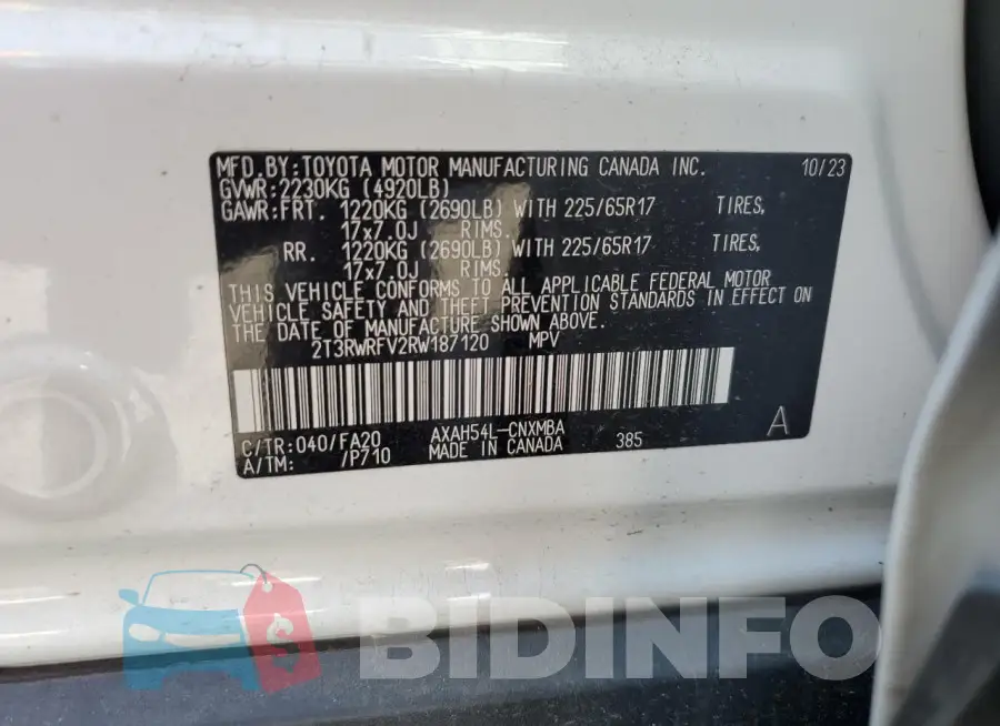 2T3RWRFV2RW187120 Photo# 12