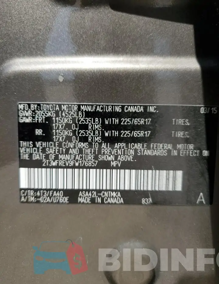 2T3WFREV9FW176857 Photo# 13
