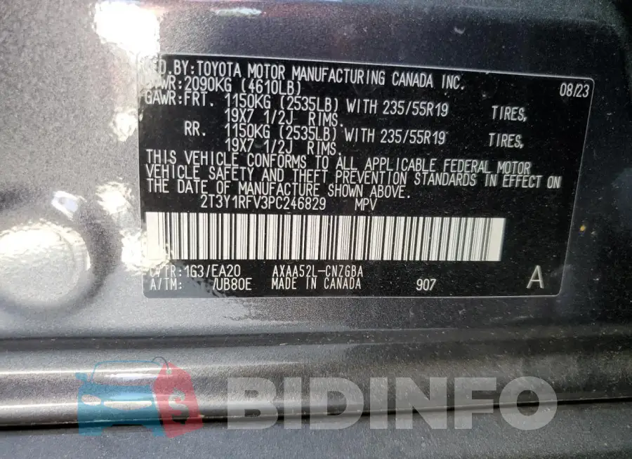 2T3Y1RFV3PC246829 Photo# 13