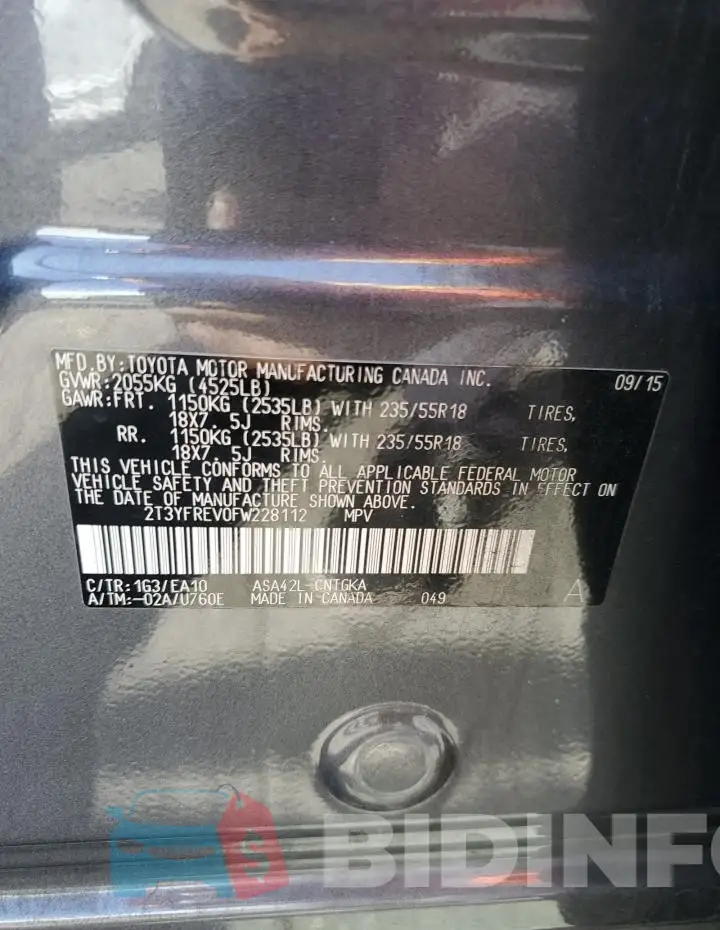 2T3YFREV0FW228112 Photo# 13