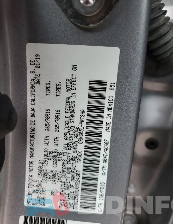 3TMCZ5AN1KM224307 Photo# 13