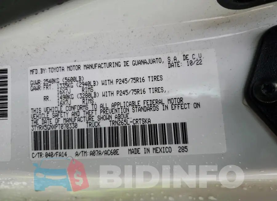 3TYRX5GNXPT070330 Photo# 12