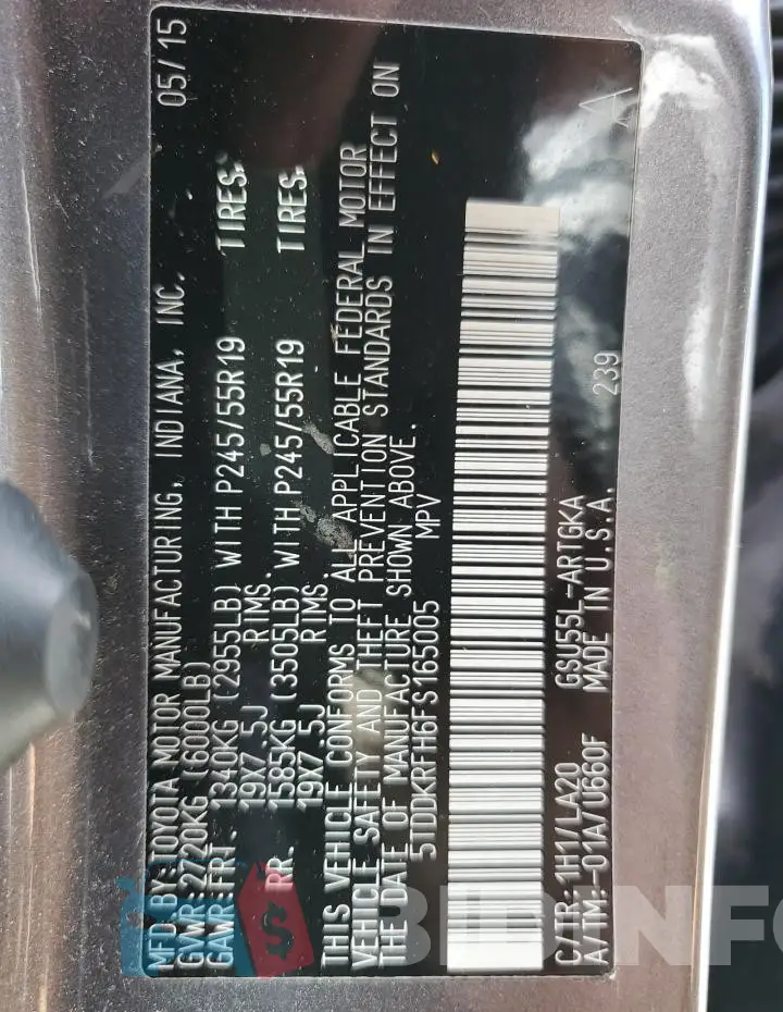5TDDKRFH6FS165005 Photo# 13
