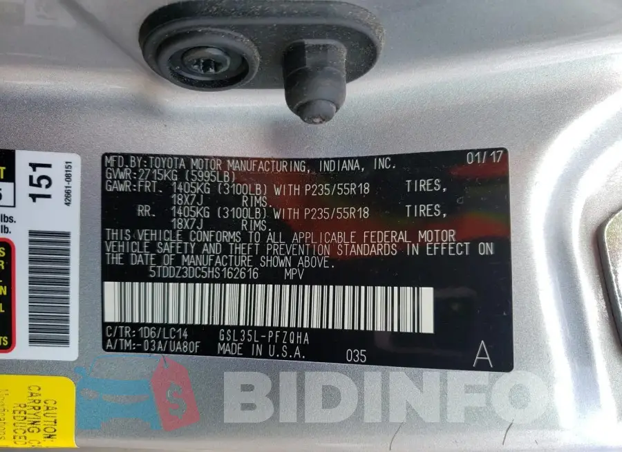 5TDDZ3DC5HS162616 Photo# 13
