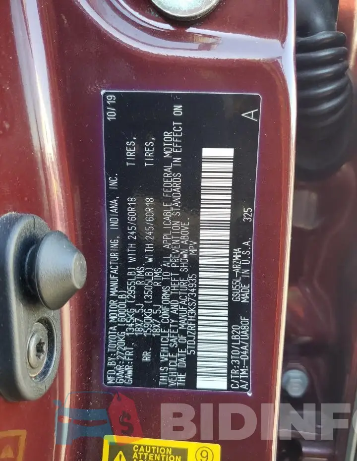 5TDJZRFH3KS734935 Photo# 13