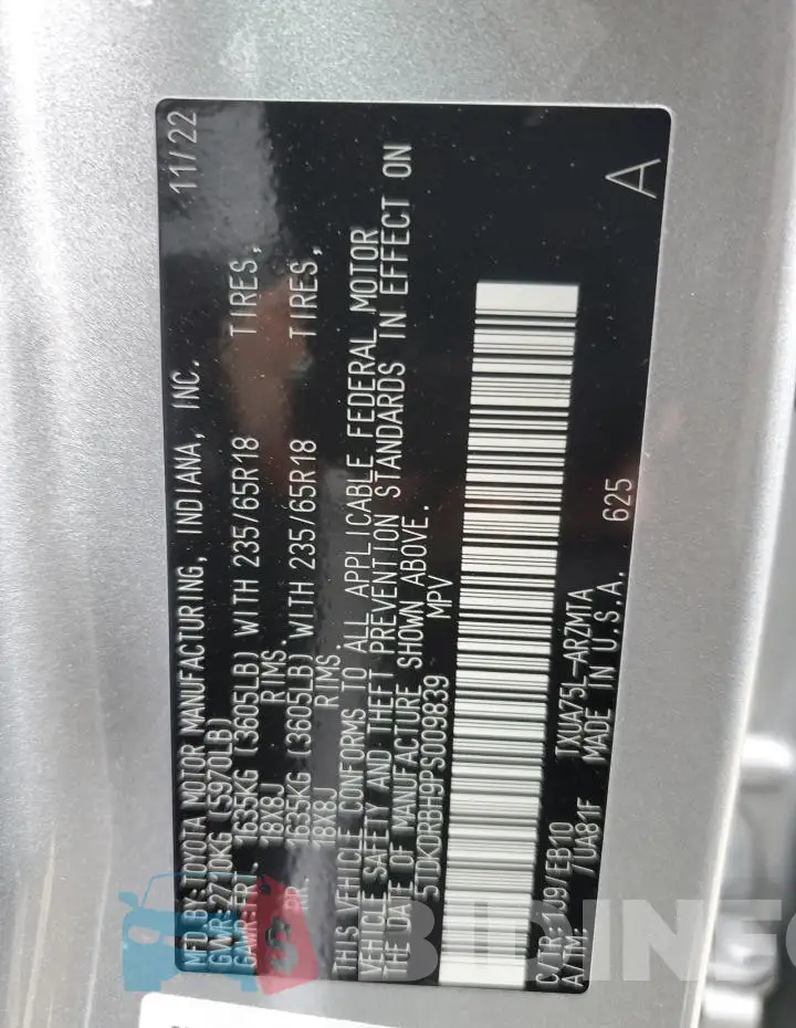 5TDKDRBH9PS009839 Photo# 13