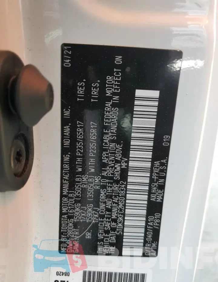 5TDKSKFC2MS018342 Photo# 13