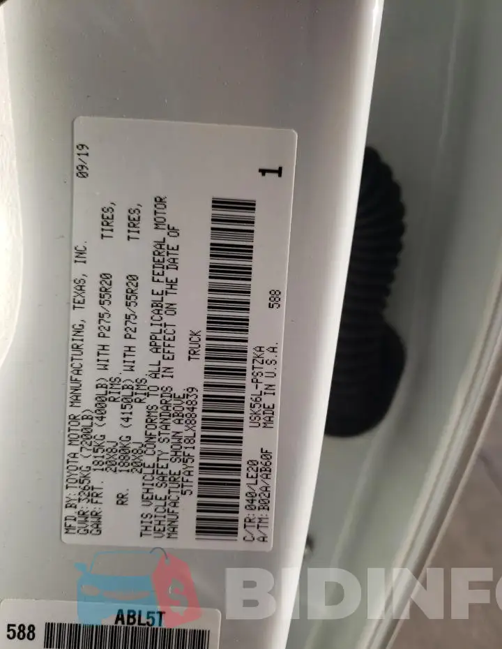 5TFAY5F18LX884839 Photo# 13