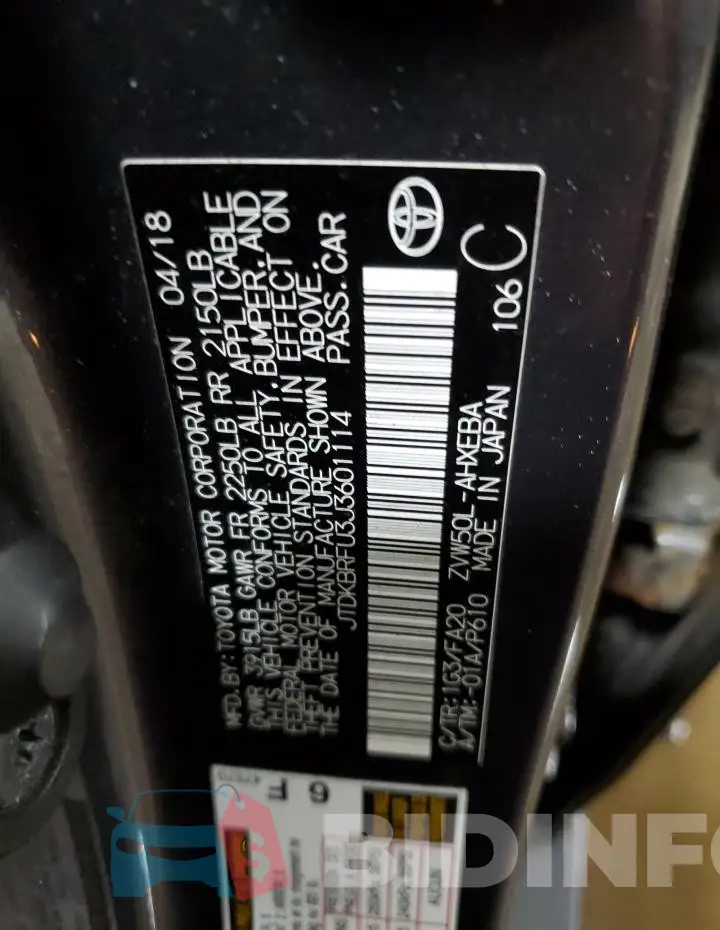 JTDKBRFU3J3601114 Photo# 13