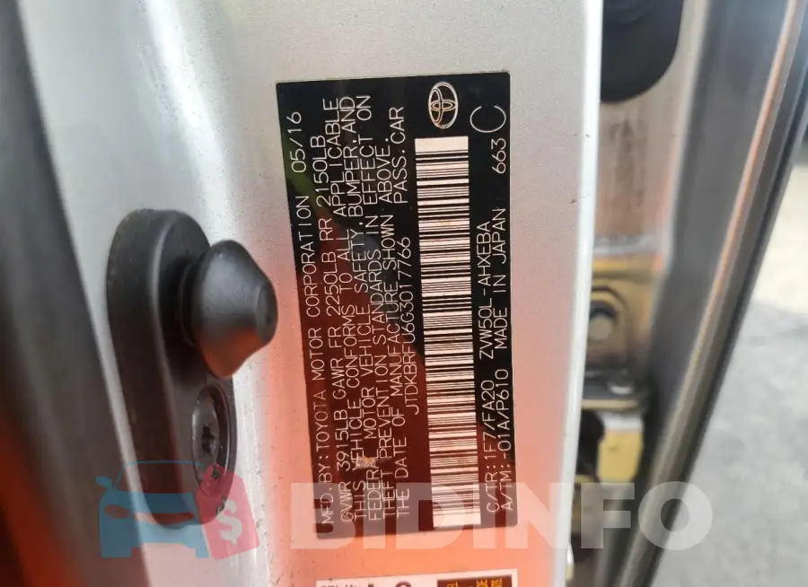 JTDKBRFU6G3017766 Photo# 12