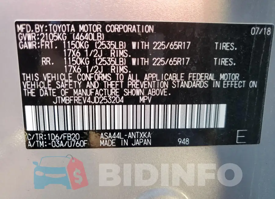 JTMBFREV4JD253204 Photo# 13