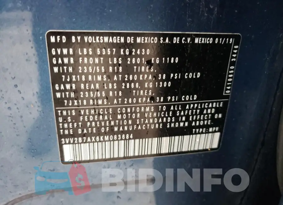 3VV2B7AX6KM083684 Photo# 13