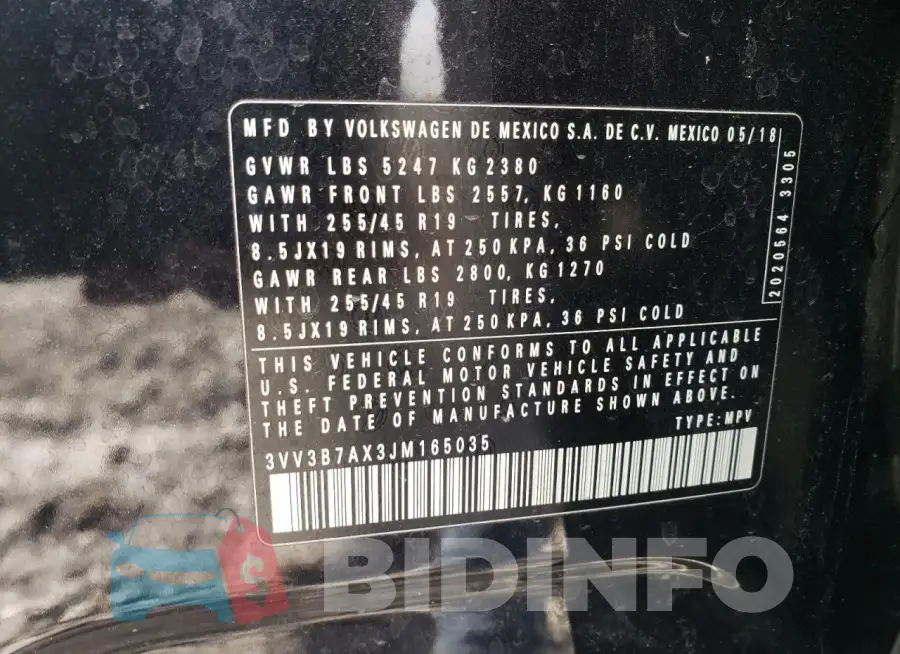 3VV3B7AX3JM165035 Photo# 14