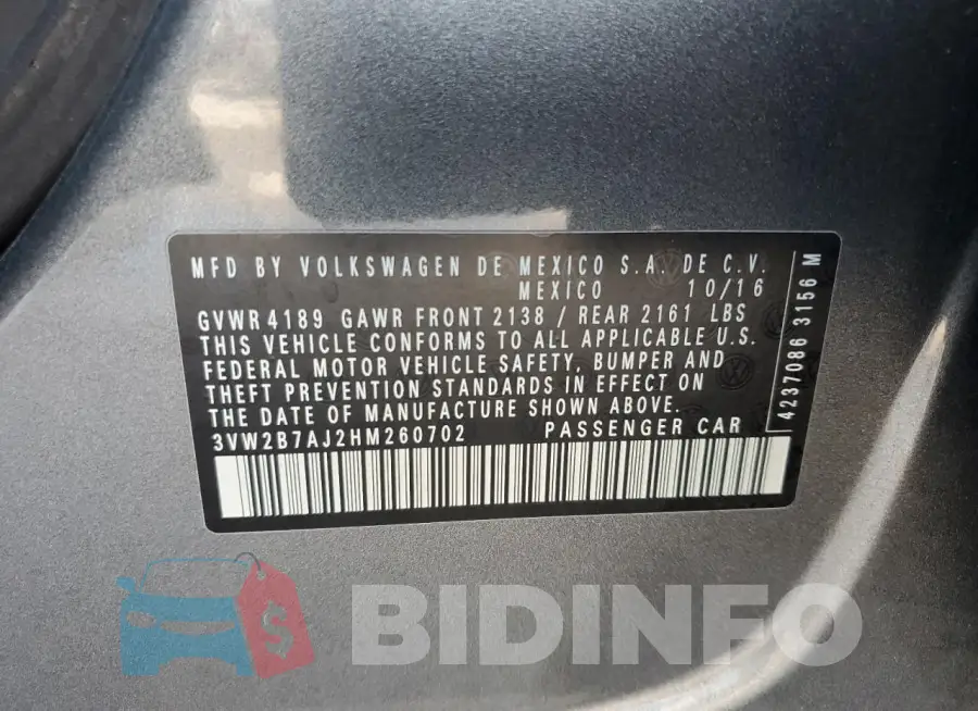 3VW2B7AJ2HM260702 Photo# 13