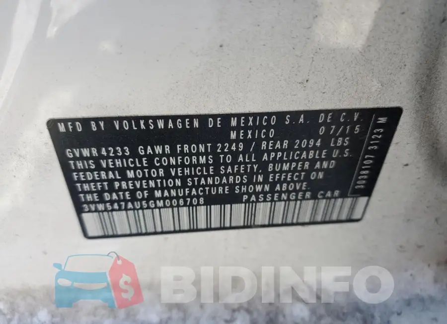 3VW547AU5GM006708 Photo# 12