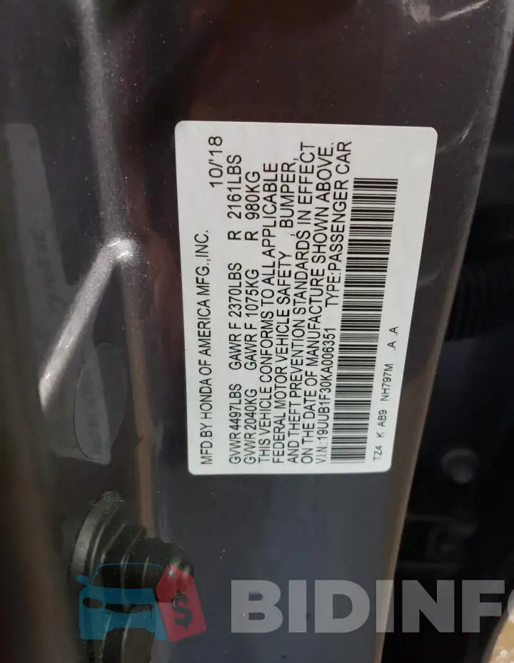 19UUB1F30KA006351 Photo# 12