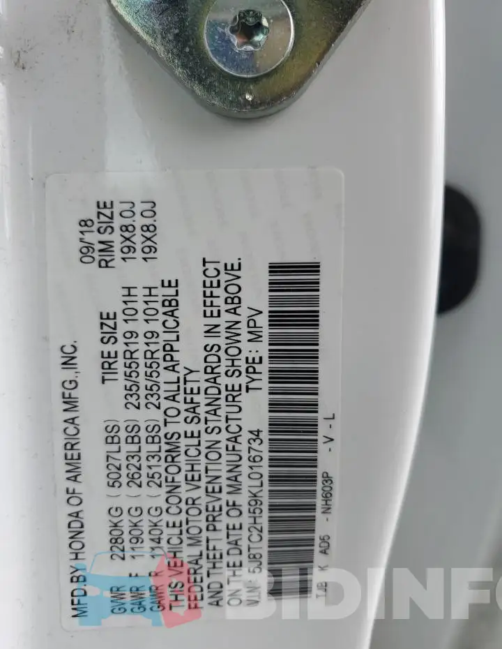 5J8TC2H59KL016734 Photo# 13