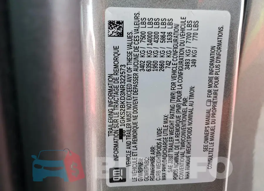 1GKS2BKD3NR322573 Photo# 13