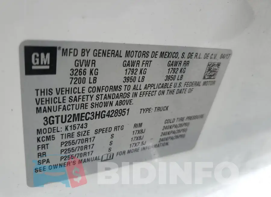 3GTU2MEC3HG428951 Photo# 12