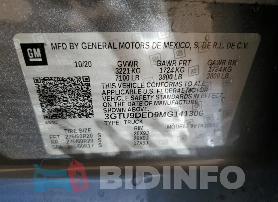 3GTU9DED9MG141306 Photo# 12