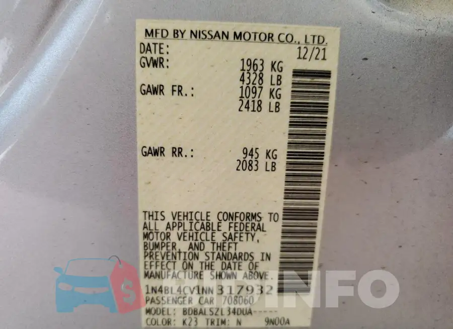 1N4BL4CV1NN317932 Photo# 12