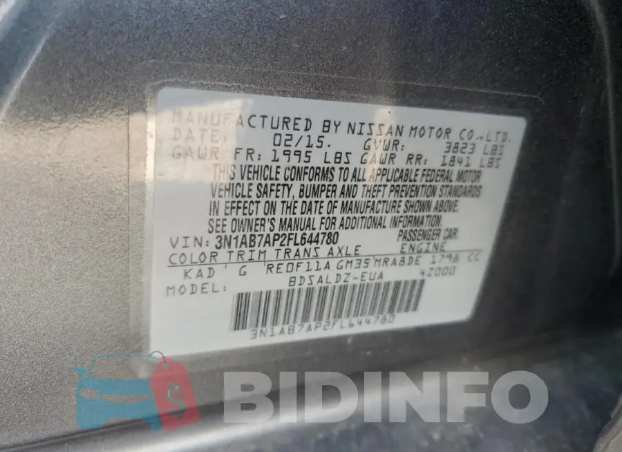 3N1AB7AP2FL644780 Photo# 12