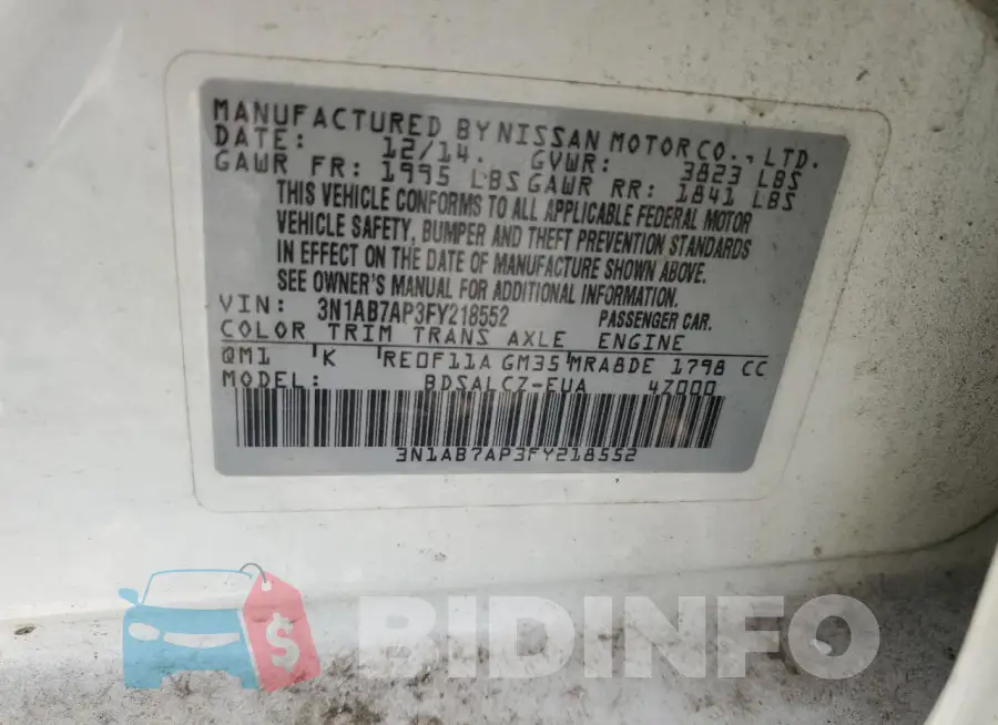 3N1AB7AP3FY218552 Photo# 12