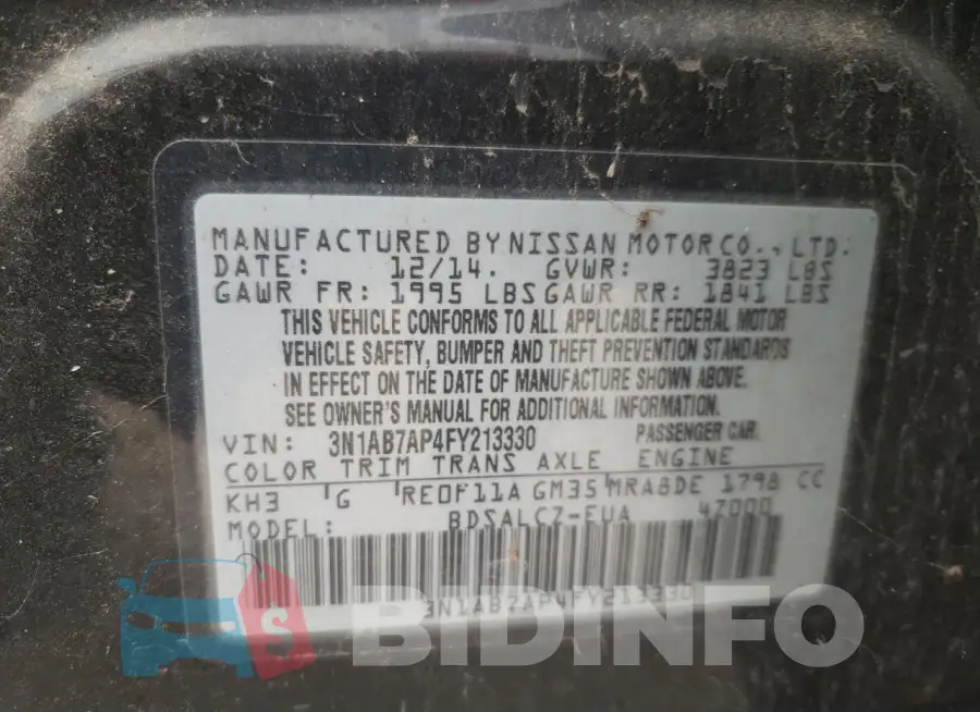 3N1AB7AP4FY213330 Photo# 12