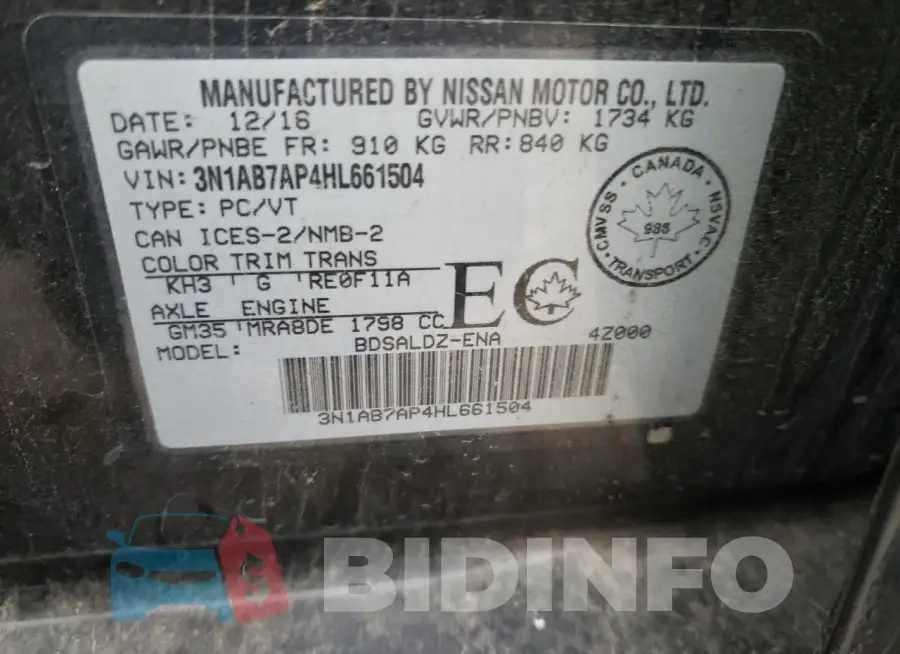 3N1AB7AP4HL661504 Photo# 12