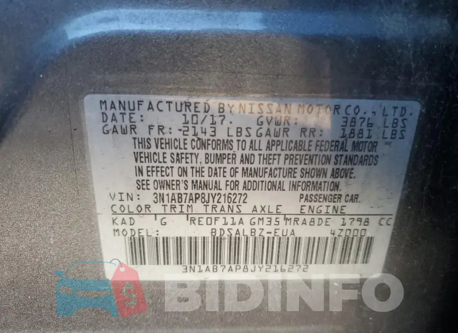 3N1AB7AP8JY216272 Photo# 12