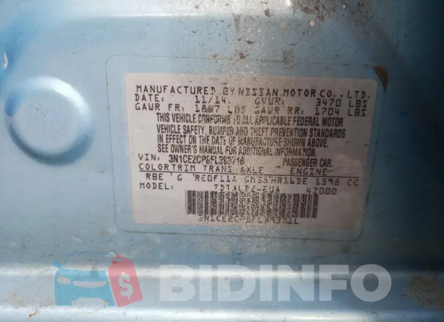 3N1CE2CP8FL393716 Photo# 13