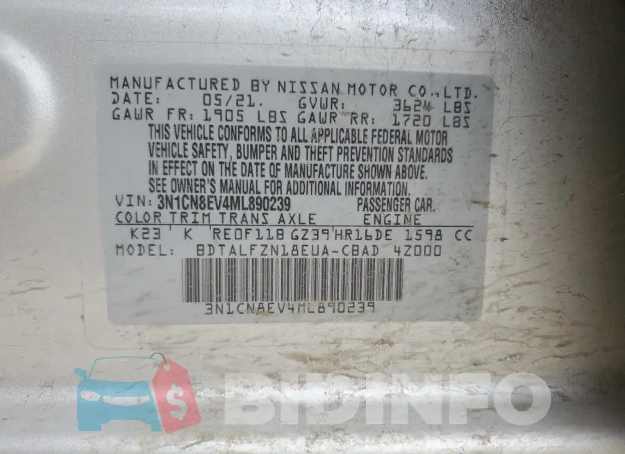 3N1CN8EV4ML890239 Photo# 12