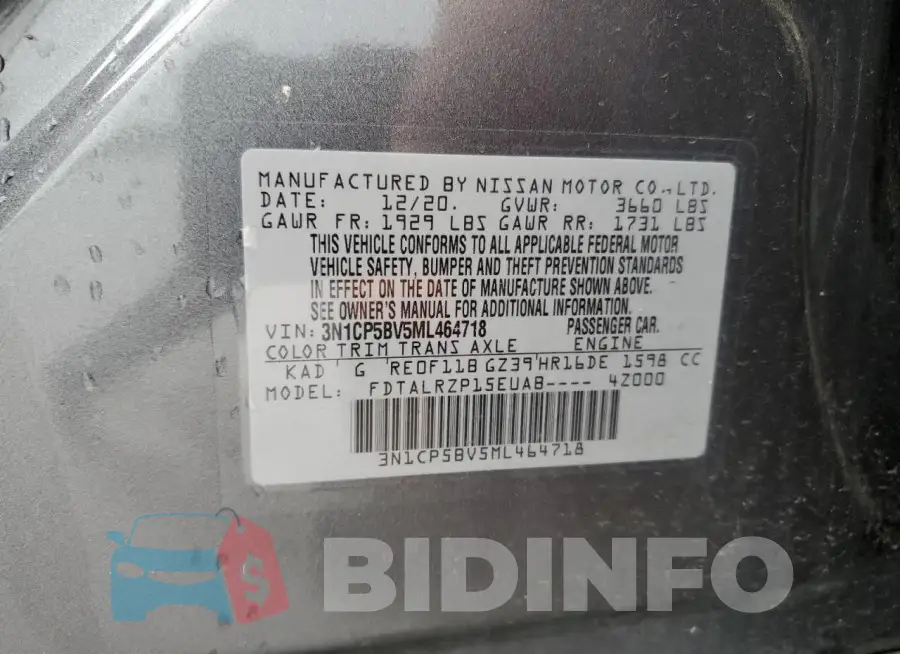 3N1CP5BV5ML464718 Photo# 12
