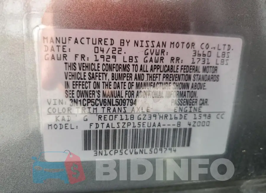 3N1CP5CV6NL509794 Photo# 13