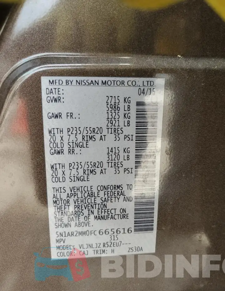5N1AR2MM0FC665616 Photo# 13