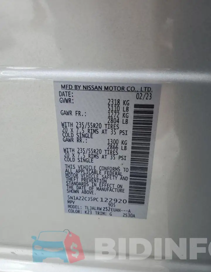 5N1AZ2CJ5PC122920 Photo# 12