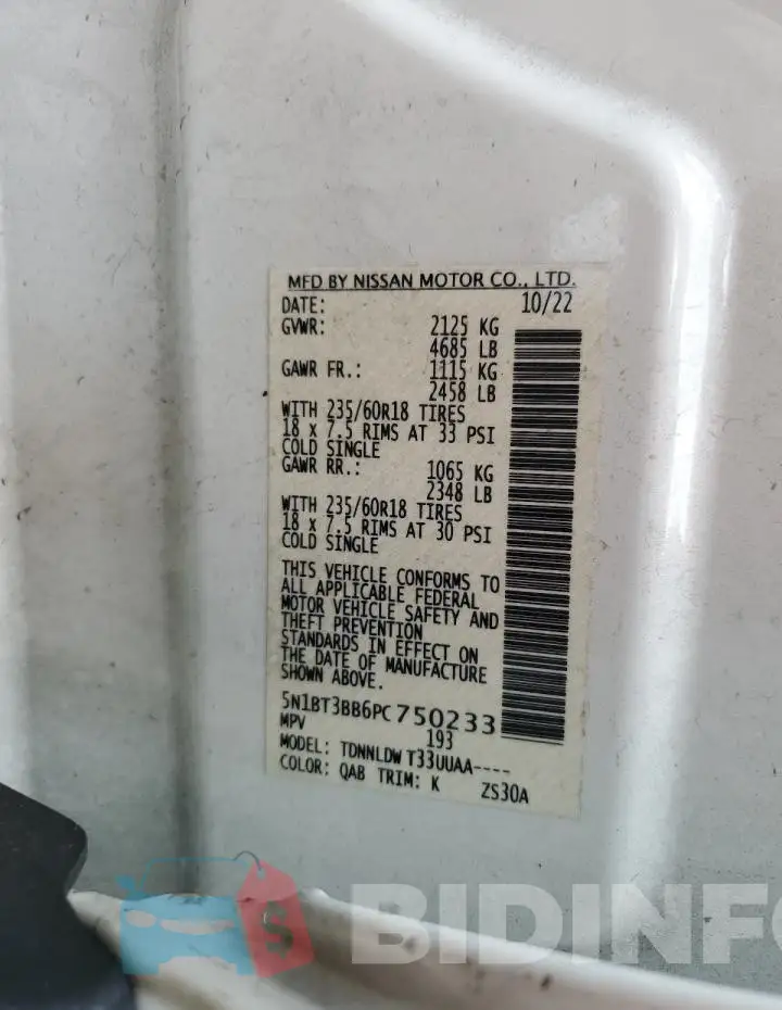 5N1BT3BB6PC750233 Photo# 13