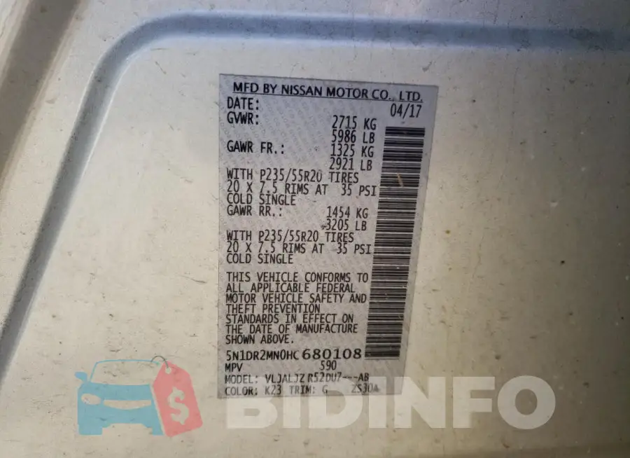 5N1DR2MN0HC680108 Photo# 14