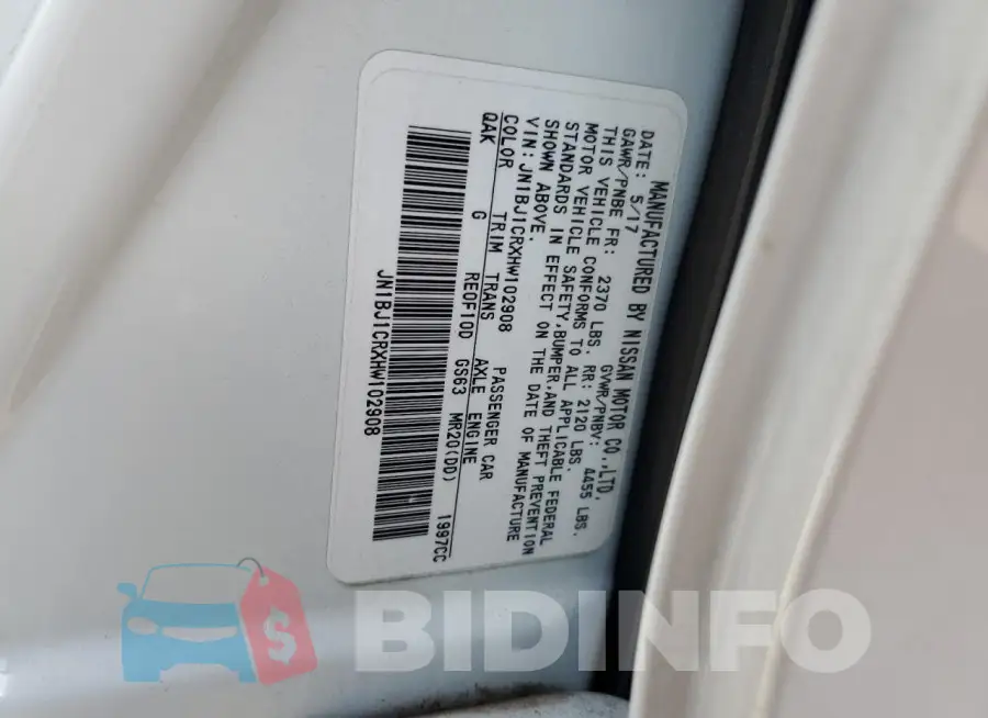 JN1BJ1CRXHW102908 Photo# 13