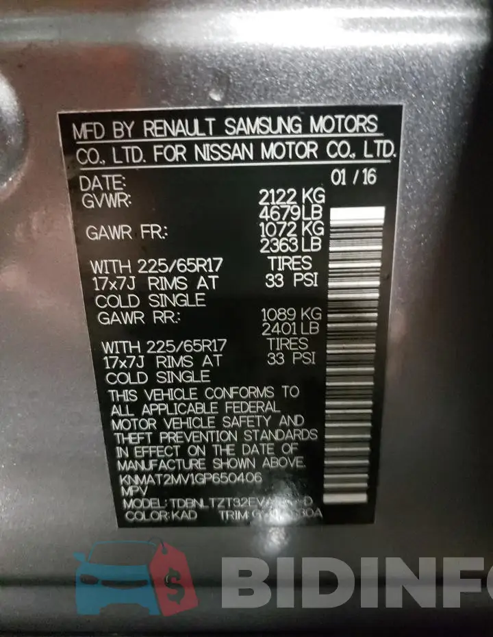 KNMAT2MV1GP650406 Photo# 12