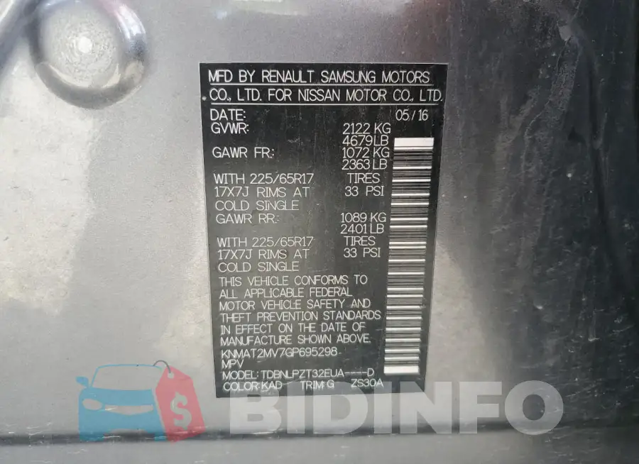 KNMAT2MV7GP695298 Photo# 13