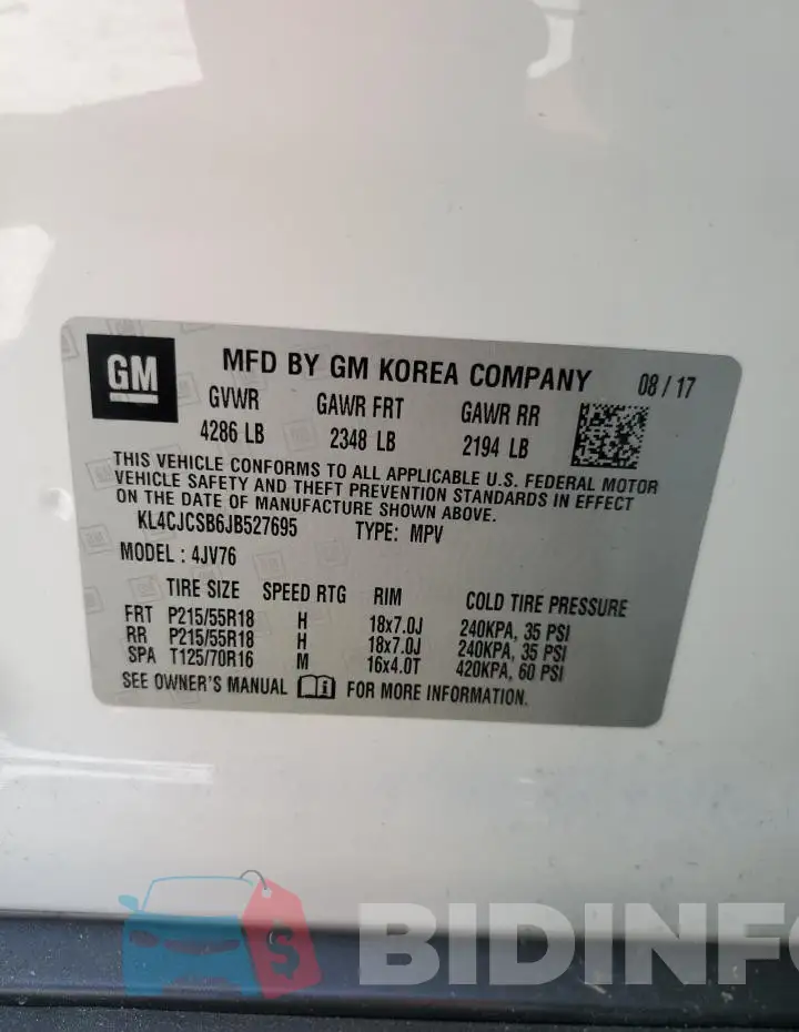 KL4CJCSB6JB527695 Photo# 13