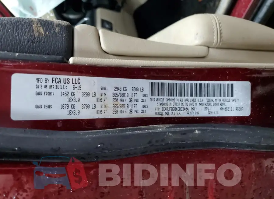 1C4RJFBG8KC833404 Photo# 13