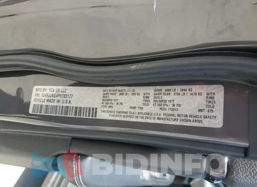 1C4RJJAG4P8783177 Photo# 14