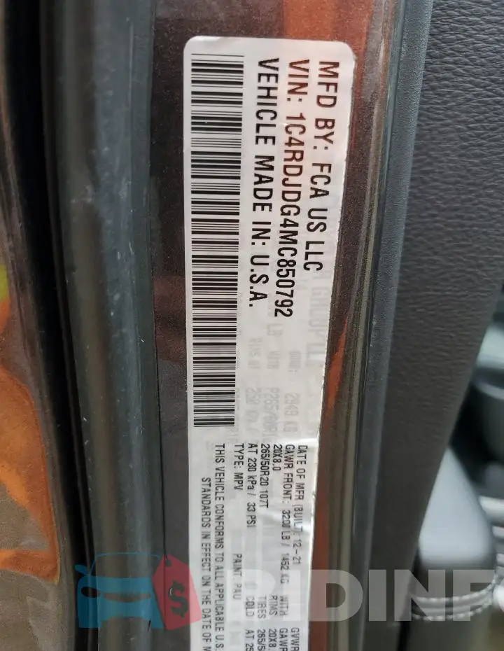 1C4RDJDG4MC850792 Photo# 13