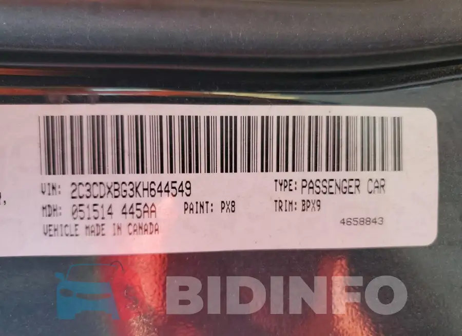 2C3CDXBG3KH644549 Photo# 12