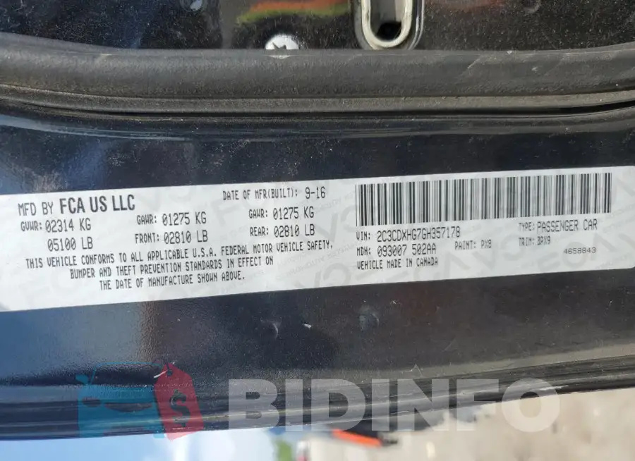 2C3CDXHG7GH357178 Photo# 12