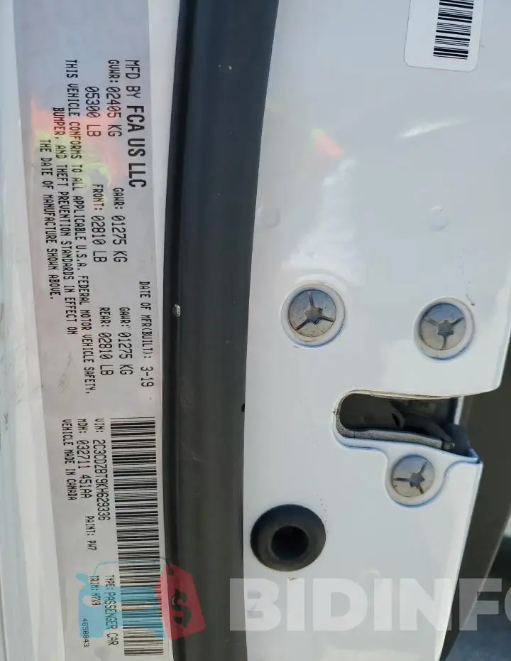 2C3CDZBT9KH629336 Photo# 12