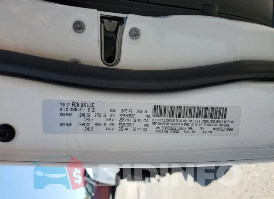 3C4PDCBG2GT130812 Photo# 14