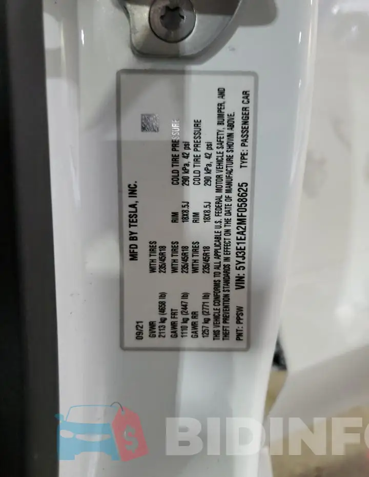 5YJ3E1EA2MF058625 Photo# 12